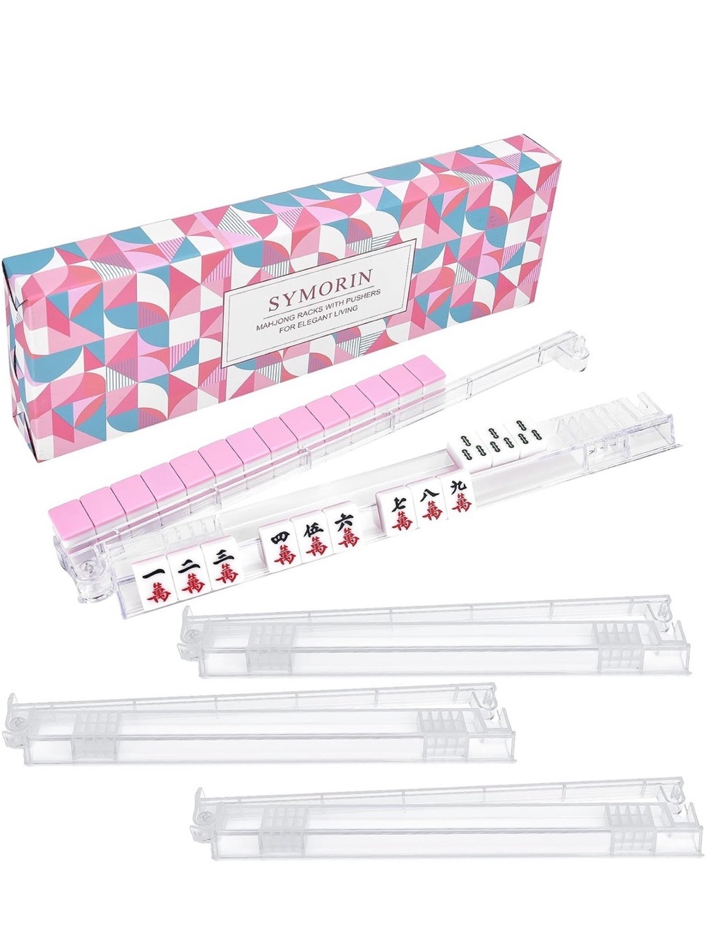 NWT Clear Mahjong Tile Racks - Clear Plastic Set